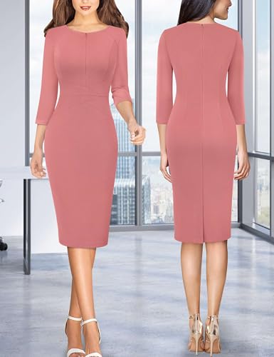 Image of VFSHOW Womens Work Business Office Zipper Up Slim Bodycon Sheath Dress