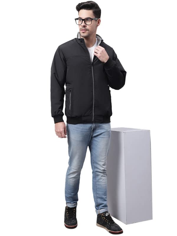 Image of Cantabil Black Winter Wear Reversible Jacket Full Sleeve for Men l Jacket for Men l Winter Wear Jacket for Men (P MJKT00124 BLACK)
