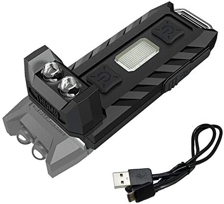 Nitecore Thumb 85 Lumens USB Rechargeable White & Red LED Keychain Light - Tiltable Work Light with Clip and a LumenTac USB Charging Cable
