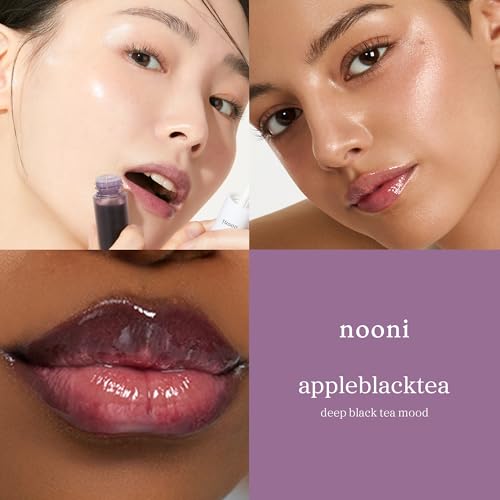 Image of NOONI Korean Lip Oil - Appleblacktea | Long-Lasting, Moisturizing, Plumping, Revitalizing for Dry Lips, Waterproof, No Peel Off, Hydrating Lip Stain, Stocking Stuffers, Teen Girl Gifts, 0.12 FL Oz