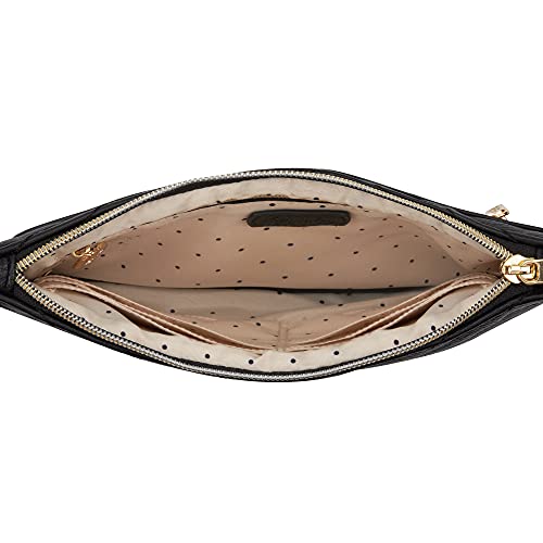 Itzy Ritzy Boss Pouch Wristlet, Crossbody Clutch & Belt Bag - Black Clutch Purse for Women - Includes Crossbody Strap & Wristlet Strap - Features 6 Card Slots & 2 Zippered Pockets (Jetsetter)
