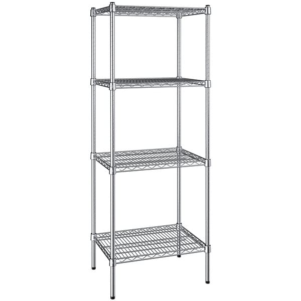 Zedfire 18" x 24" NSF Chrome 4-Shelf Kit with 72" Posts, Commercial Storage Rack Unit, Heavy Duty Storage Shelving, Wire Shelving Kit, Adjustable Rack