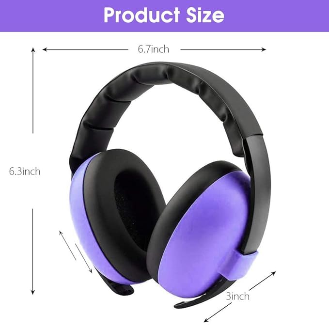 Aqify Baby Ear Protection Ear Muffs, Nois- Cancelling Headphones For Kids Use For Babies in Airplane, Concerts, Theater, Fireworks For Sleep (Purple) 1