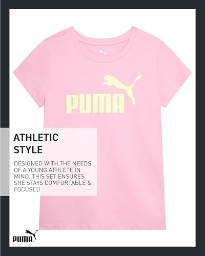 Image of PUMA Girls T Shirts - 2 Pack Short Sleeve Logo Graphic Tees - Casual Everyday Athletic Shirts for Girls (Sizes: S-XL)