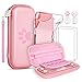GeeRic Étuis Compatible pour Switch Lite 2019, Protection Housse + Coque Transparente + Protection écran Compatible pour Switch Lite + 4 Thumb Grip, Rose