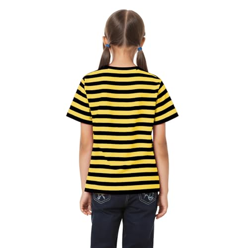 Image of Kids Striped T-Shirt,Short Sleeve,Crew Neck,Boy Girls Summer Tee Top Halloween Costumes 3-12 Years