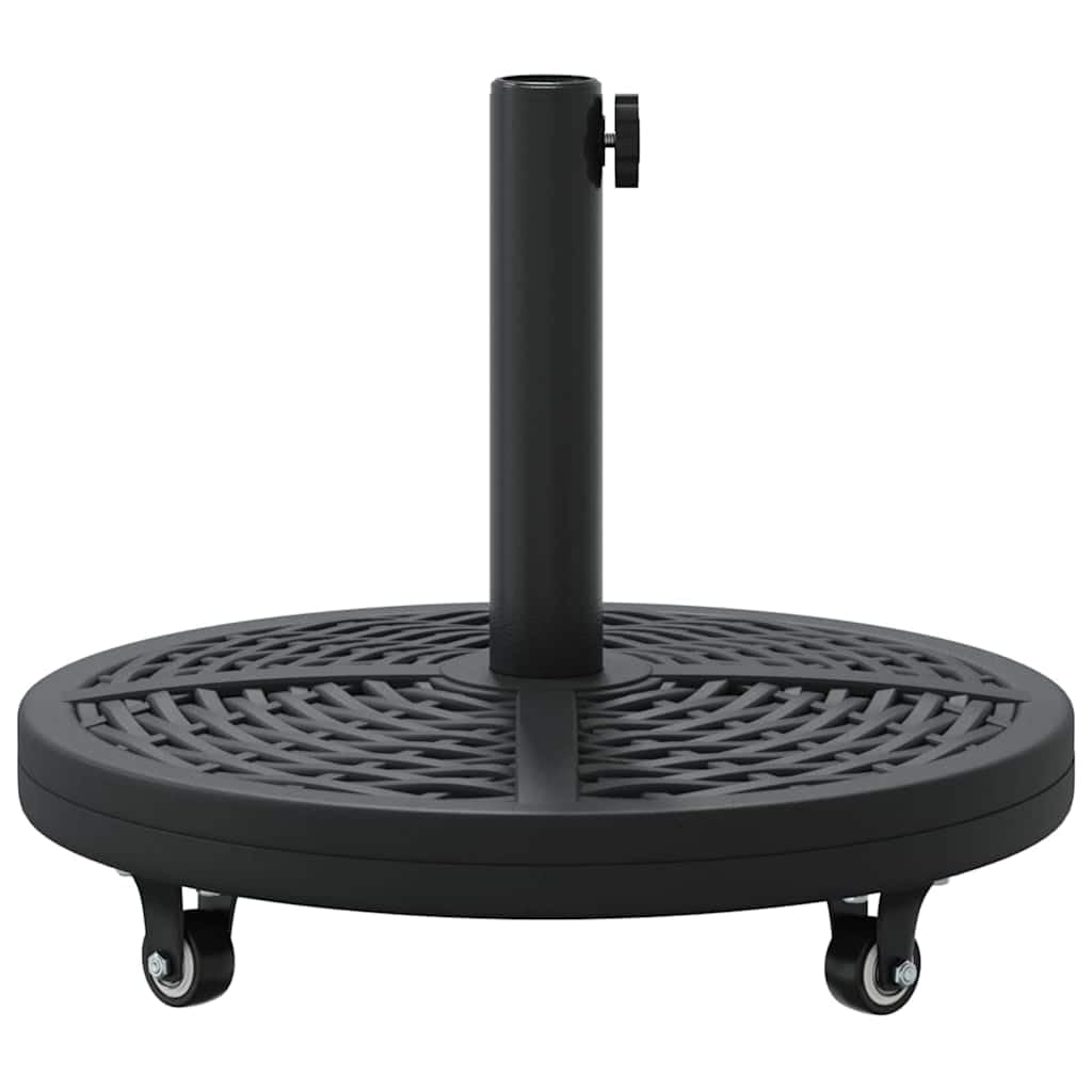 Base per ombrellone Art Deco in ferro nero, diametro 45 x 39,5 cm, con imbottitura in cemento, 4 ruote, 2 freni, per ombrellone da mercato