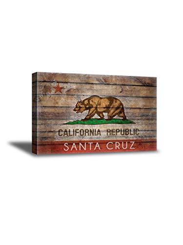 Awkward Styles California Flag Canvas Wall Art Decor Cali Flag Canvas Print Art Framed Canvas Cali Bear Flag USA Gifts American Decor Santa Cruz 8" x 12"