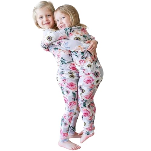 Image of Posh Peanut Girls Pajamas - Soft, Viscose from Bamboo PJs for Kids - Matching, Long Sleeve Toddler Pajamas for Girls