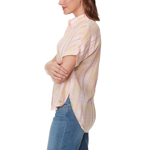 Image of Gloria Vanderbilt Women's Daisy Short Sleeve High-Low Button Down Shirt Standard