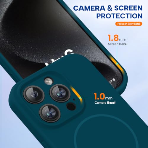 Image of miracase Magnetic for iPhone 15 Pro Case, [Soft Anti-Scratch Microfiber Lining], Compatible with MagSafe, Liquid Silicone Shockproof Drop Protection Phone Case for 15 Pro, Teal