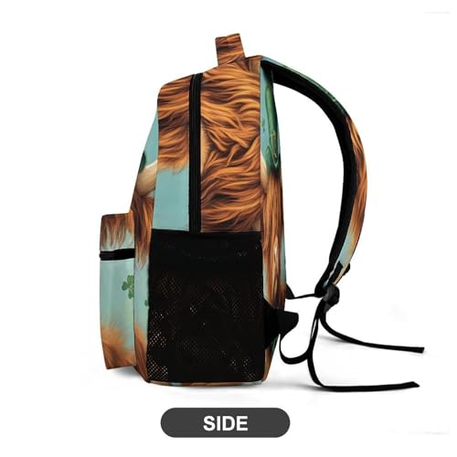 Highland Cow St Patricks Day Travel Backpack Casual Daypack Shoulder Bag with Adjustable Shoulder Straps4