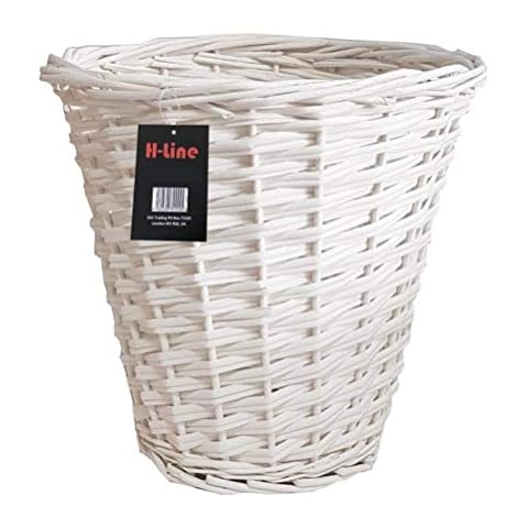 H-LINE Wicker White Round Paper Basket Cover