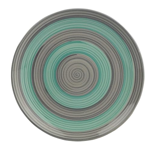 Image of Ceramic Plate Set,10 inches - Set of 6 Large Size Dinner Plate for Snacks, Appetizers etc. Handmade Stoneware Dinner Plate (Blue) (Seagreen-Grey)
