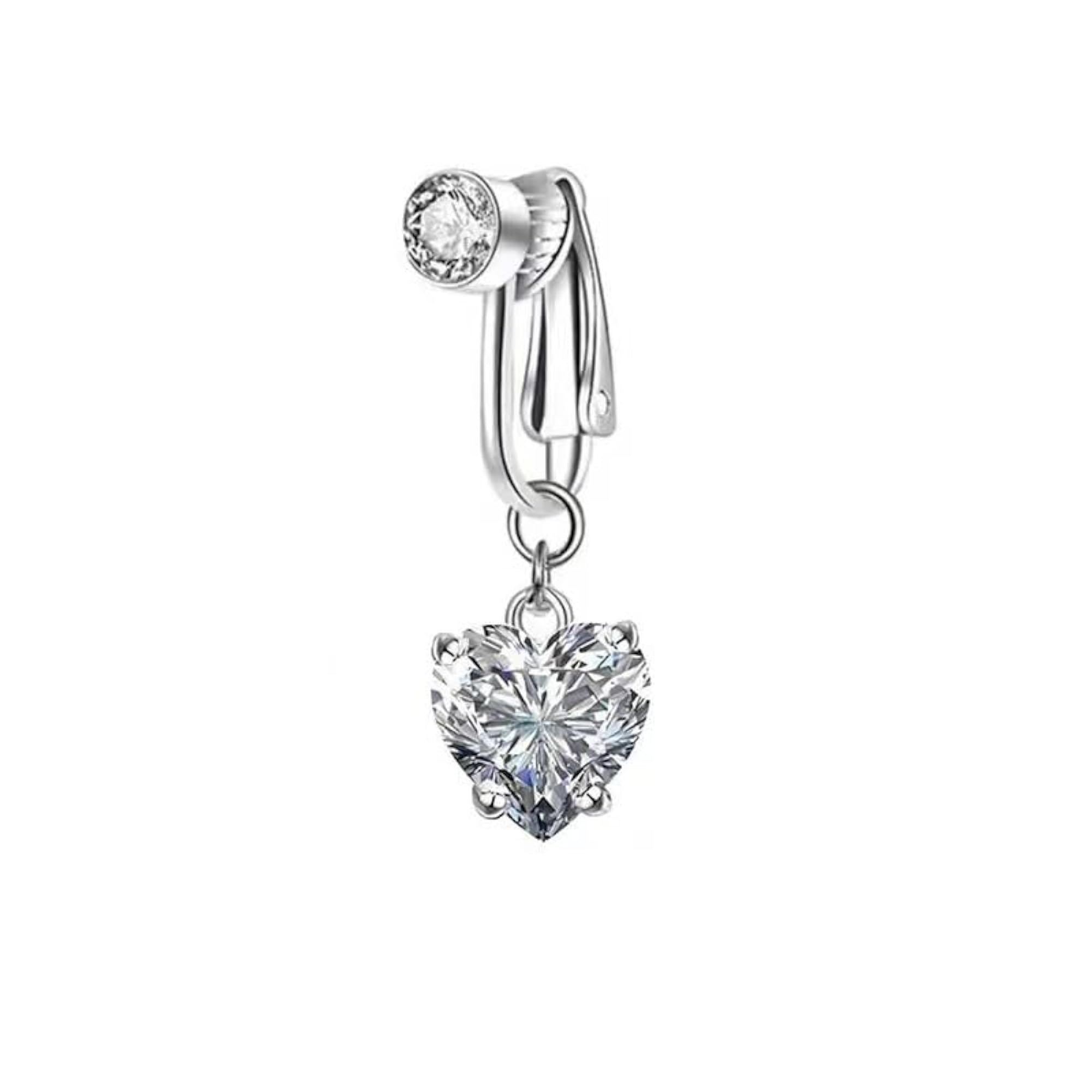 2 Pcs Belly Piercing Jewellery Non-Pierced Heart Dangle Rings