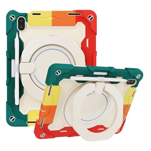 Coque iPad 10 silicone armure avec support rotatif et bandoulière JZ rouge