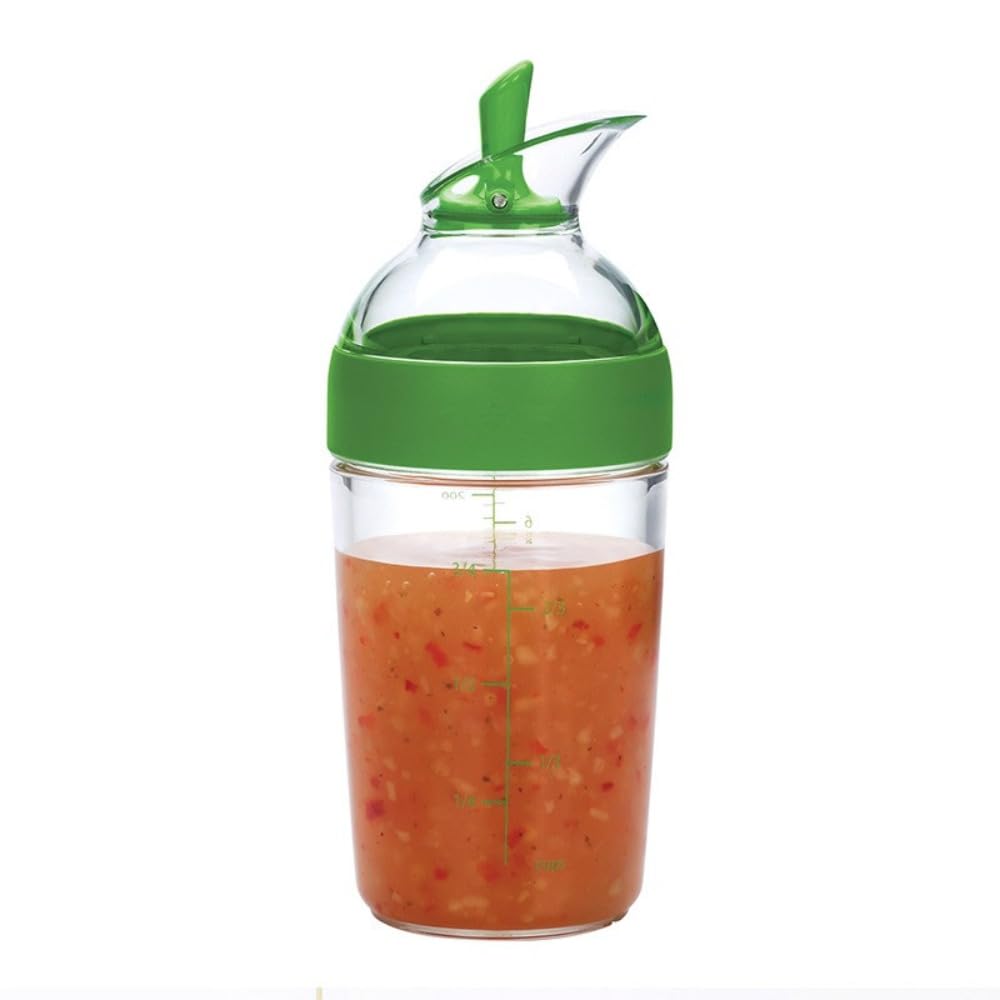 hobbyme Salad Dressing Mixer, Used To Hold Sauces, Leak Proof, Salad Seasoning Pot with Scale, Green Kitchen Seasoning Pot, Storage of Various Sauces, Salad, Tomato Sauce, Green, 8.5oz