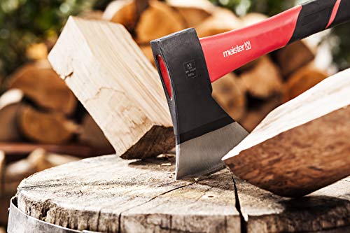 Meister Bijl 600 g - trillingsarme steel van glasvezel - compacte vorm - rubberen greep - voor nauwkeurige bewerking van hout/handbijl met snijbescherming/kloofbijl/camping / 2150200 - Afbeelding 3