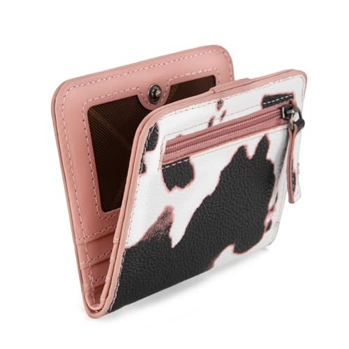 X Wrangler Small Cow Print Wallets for Women Slim Thin Wallet Card Cases Money Organizer Thin Mini Pocket Wallet with Rfid Lining and A Coin Purse2