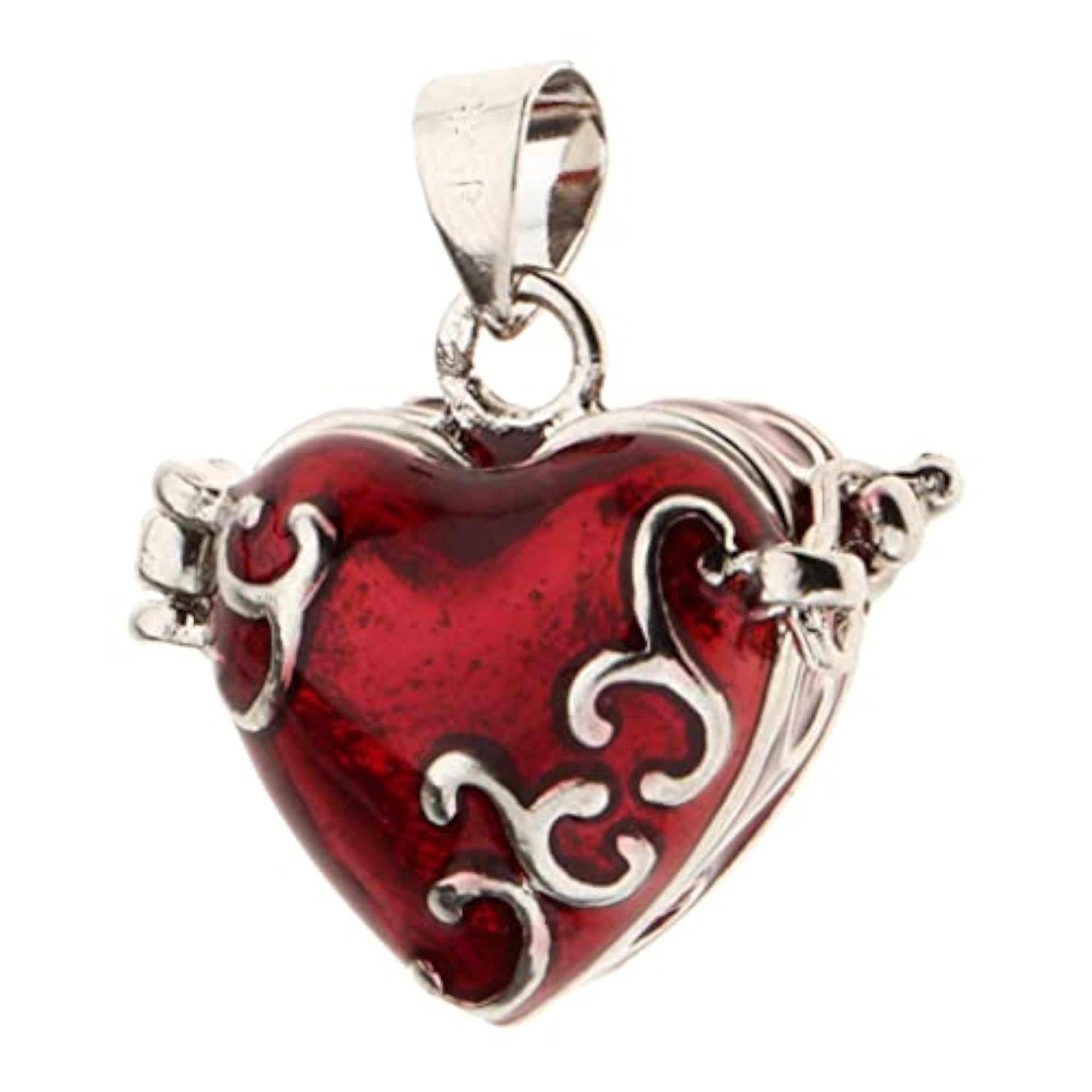 Heart Enamel Openable Cremation Keepsake Pendant, Red