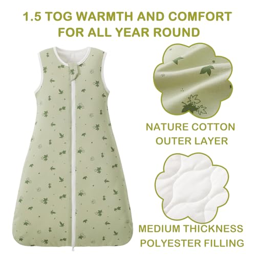 Image of Super Soft 1.5 TOG Sleep Sack, 100% Cotton All Season Warm Baby Wearable Blanket for 18-36 Months, Maples, Size L