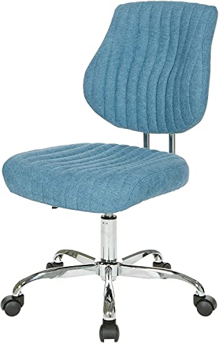 Osp Home Furnishings Sunnydale Adjustable Plush Office Chair With Chrome Base, Sky #TOP7