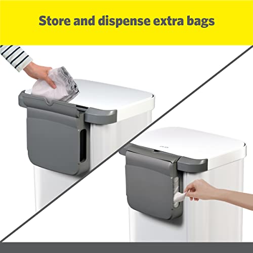 Glad Stainless Steel Step Trash Can With Clorox Odor Protection | Large Metal Kitchen Garbage Bin With Soft Close Lid, Foot Pedal And Waste Bag Roll Holder, 20 Gallon, White #TOP3