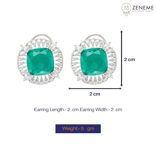 Rhodium-Plated American Diamond Stud Earrings
