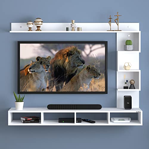 Image of Anikaa Casey Engineered Wood Wall Mount TV Unit /TV Cabinet /TV Entertainment Unit - Ideal for Upto 55 inch (D.I.Y) (White)