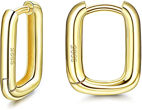 Adramata 925 Silber Huggie Creolen für Damen 18 Karat vergoldete kleine...