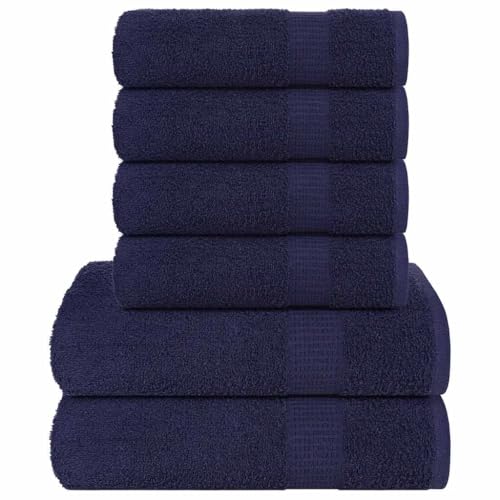 Vetnasa Juego de Toallas 6 Piezas 100% algodón Azul Marino 360 gsm Casa y jardín, Ropa de casa, Toallas, Toallas de baño y Manoplas Azul 1,68 KG