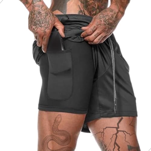 shorts bermuda dry fit para treino 2 em 1 calçao academia fitnes para esportes proteçao uv (G)