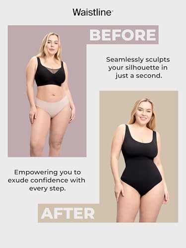 WAISTLINE Women's Sleeveless Bodysuit - Seamless Tummy Control Shapewear Body Suit - Sculpting Snatched Waist Shaper