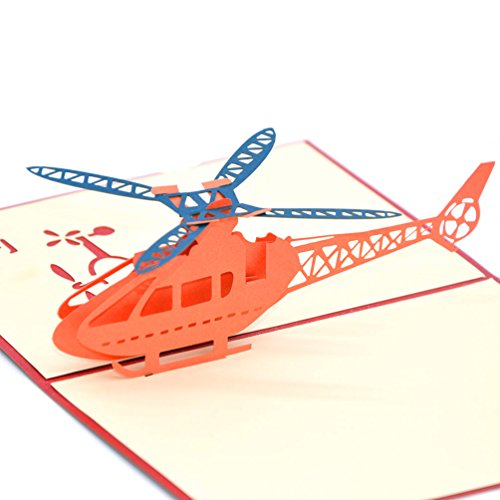 Medigy 3D Pop Up Greeting Cards Helicopter Blank Cards for Most Occastions,Blue Medigy 3D Pop Up Greeting Cards Helicopter Blank Cards for Most Occastions,Blue