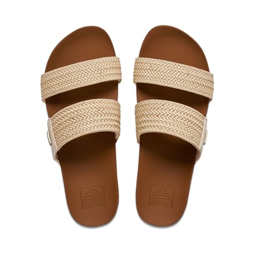 Image of REEF Vista Braid II Women's Fashion Slide Sandal, Vegan Leather Strap, Ultra Soft Cushion Footbed