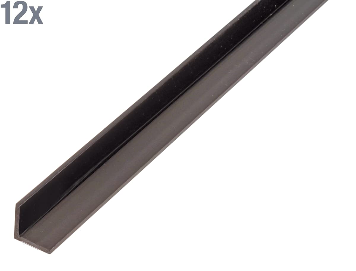 GAH-Alberts 498689 479053 - Perfil angular de plástico (1000 x 25 x 25 mm, 12 unidades), color negro