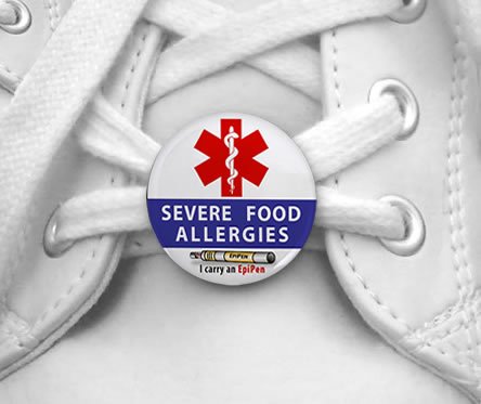 SEVERE FOOD ALLERGIES I Carry an EpiPen Medical Alert Pair of 1 inch Shoe Charm Tags