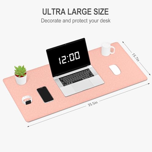 Image of Auhoahsil Felt Desk Mat, Minimalist Large Mouse Pad XXL 35.5 x 15.7 in, Desk Matt for Desktop, Keyboard, Laptop, Computer, Office, Work from Home, Gaming, Light Pink