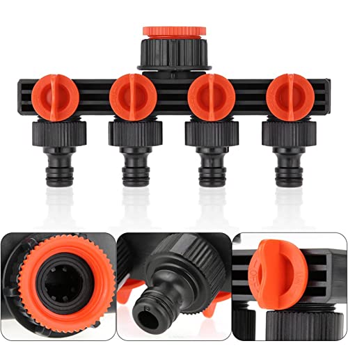 CHSEEO Gardena Verteiler Gardena Wasserverteiler 4-Wege-Verteiler 3/4 Zoll und 1/2 Zoll 4-Wege-Ventil Verteiler für Gartenbewässerung Küche Waschen Wasserdurchfluss Regulier- und Absperrbar