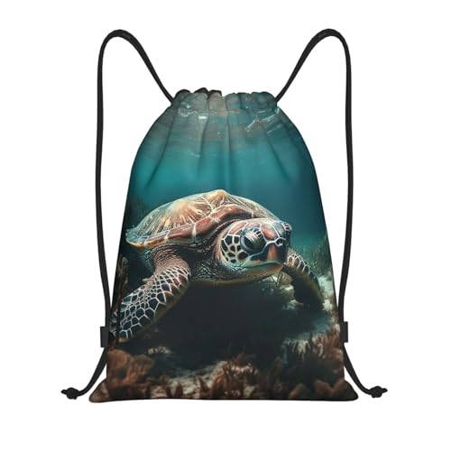 Drawstring Bag Lightweight Small Gym Bag for Women Clear Sea Water Soccer Backpack for Sports Travel