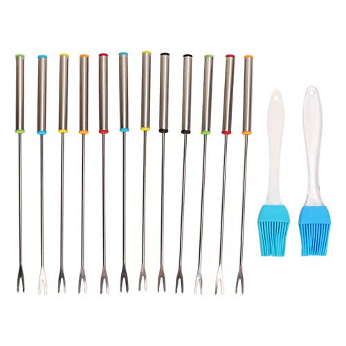 Shanrya Fourchettes à Fondue, Bâtonnets Smores en Acier Inoxydable 12pcs 24cm Portable pour Pique-Nique Cover