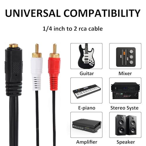 Cable adaptador RCA a Jack 1/4 hembra 37 cm miniatura 5