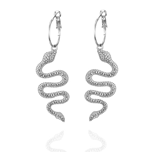Balirek Snake Earring & Necklace Personalized Dangle Earrings Punk Animal Hypoallergenic Fashion Rhinestone Ear Jewelry Set For Women And Girls #TOP2