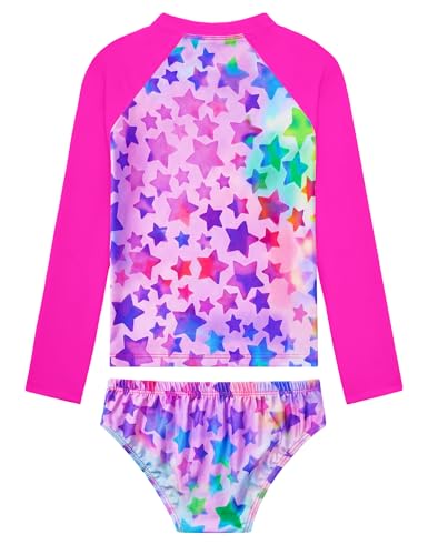 Image of Girls Rash Guard Swimsuit Two Pieces Adorable Swimswear Quick Dry Bathing Suit Long Sleeve