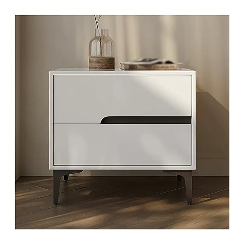 Mesillas de Noche Dormitorio Mesita de noche de madera simple Lado estrecho Mesita de noche de almacenamiento de color sólido Cajón doble de gran capacidad con muebles de noche deslizantes silenciosos
