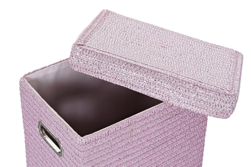 Panier de rangement plastique rose 44x36x50 cm avec poignées ergonomiques intégrées