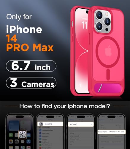Image of Magnetic Compatible with iPhone 14 Pro Max Case, [Built-in Invisible Kickstand][Compatible with MagSafe] [Military Grade Shockproof] Slim Translucent Matte Phone Case for iPhone 14 Pro Max 6.7 inch