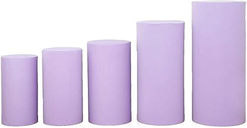 Vista 110 de Efavormart - Juego de 5 fundas de soporte para caja de exhibición cilíndrica de elastano, color negro, fundas elásticas para pilar de pedestal, 160
