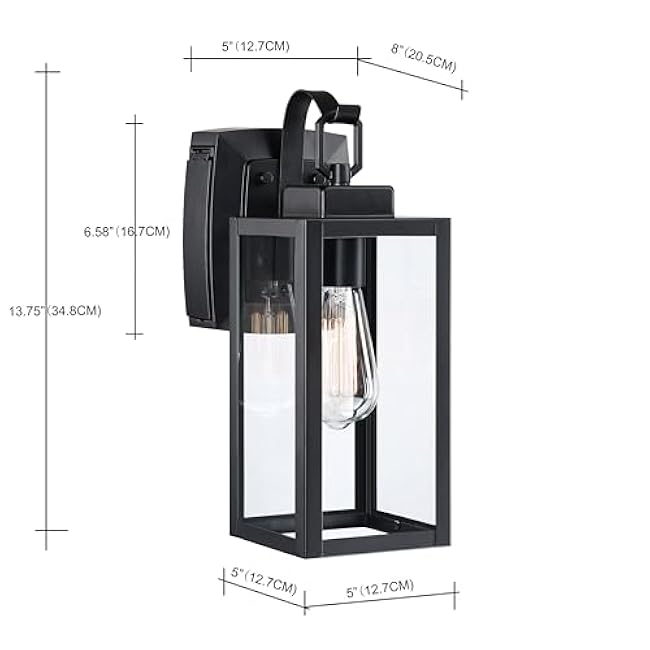 Pia Ricco Outdoor Porch Lights Outside Wall Lantern Matte Black Wall Mount Exterior Sconce