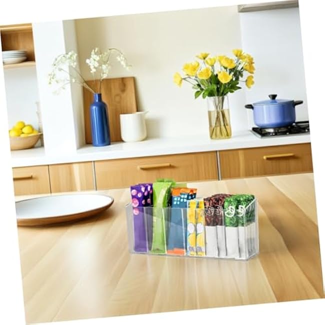 2Pcs Tea Packet Holder with Removable Dividers Kitchen Storage Organizer for Drink Mixes Water Flavor Packets and Tea Storage Bins for Pantry and Countertop